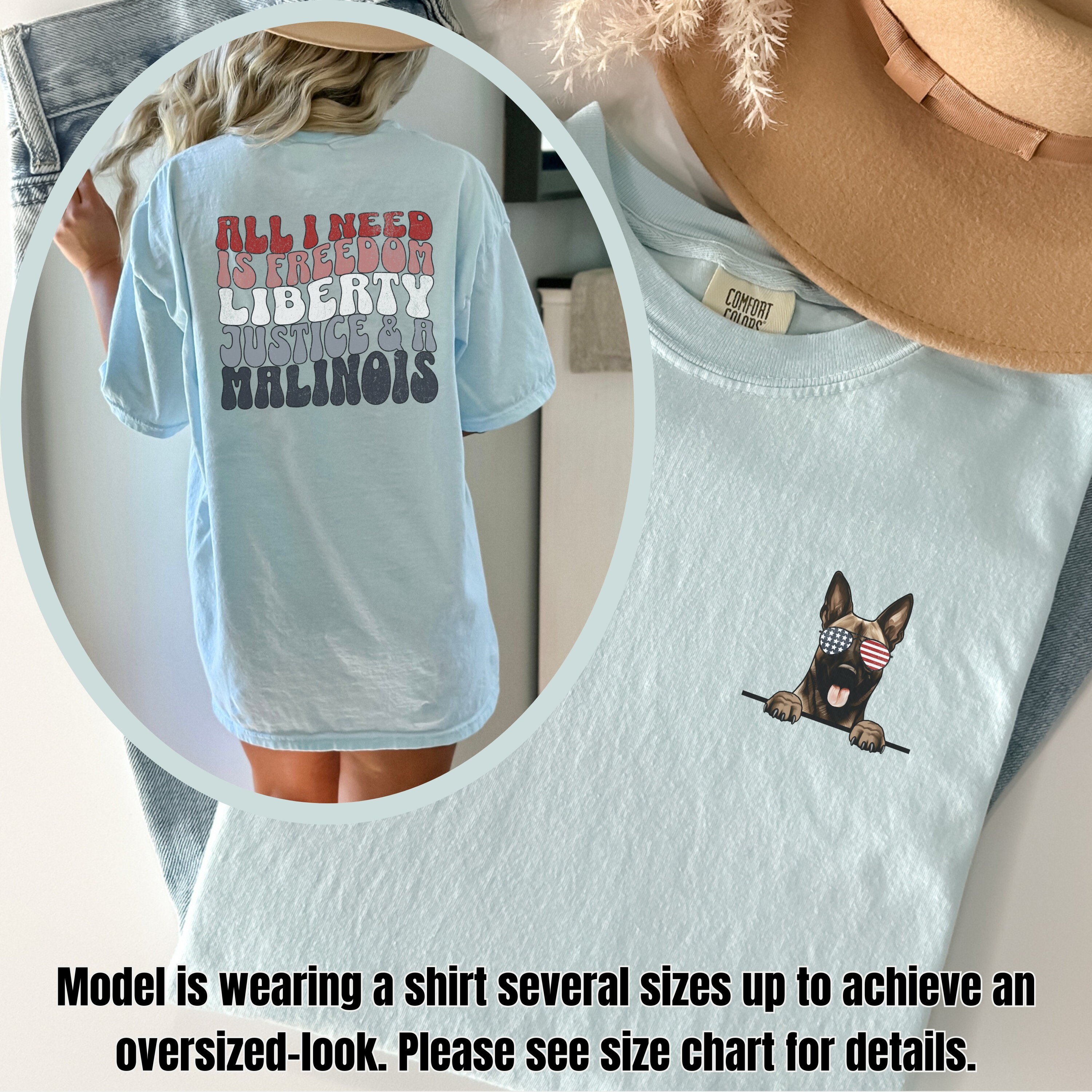Belgian Malinois Patriotic Shirt, Fawn Malinois Freedom Dog Mom
