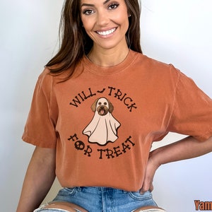 Doodle Halloween Ghost Dog Shirt, Trick For Treat, Spooky Season Comfort Colors Tee, Goldendoodle Dad Shirt, Labradoodle Mom Gift Yam