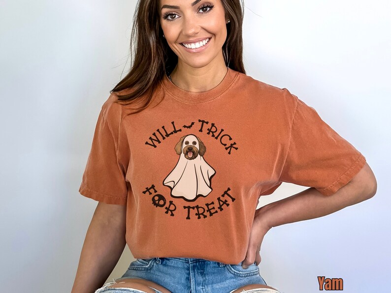 Doodle Halloween Ghost Dog Shirt, Trick For Treat, Spooky Season Comfort Colors Tee, Goldendoodle Dad Shirt, Labradoodle Mom Gift Yam