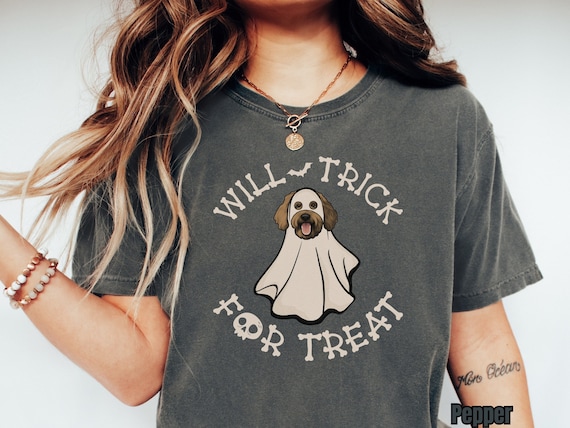 Doodle Halloween Ghost Dog Shirt, Trick For Treat, Spooky Season Comfort Colors Tee, Goldendoodle Dad Shirt, Labradoodle Mom Gift