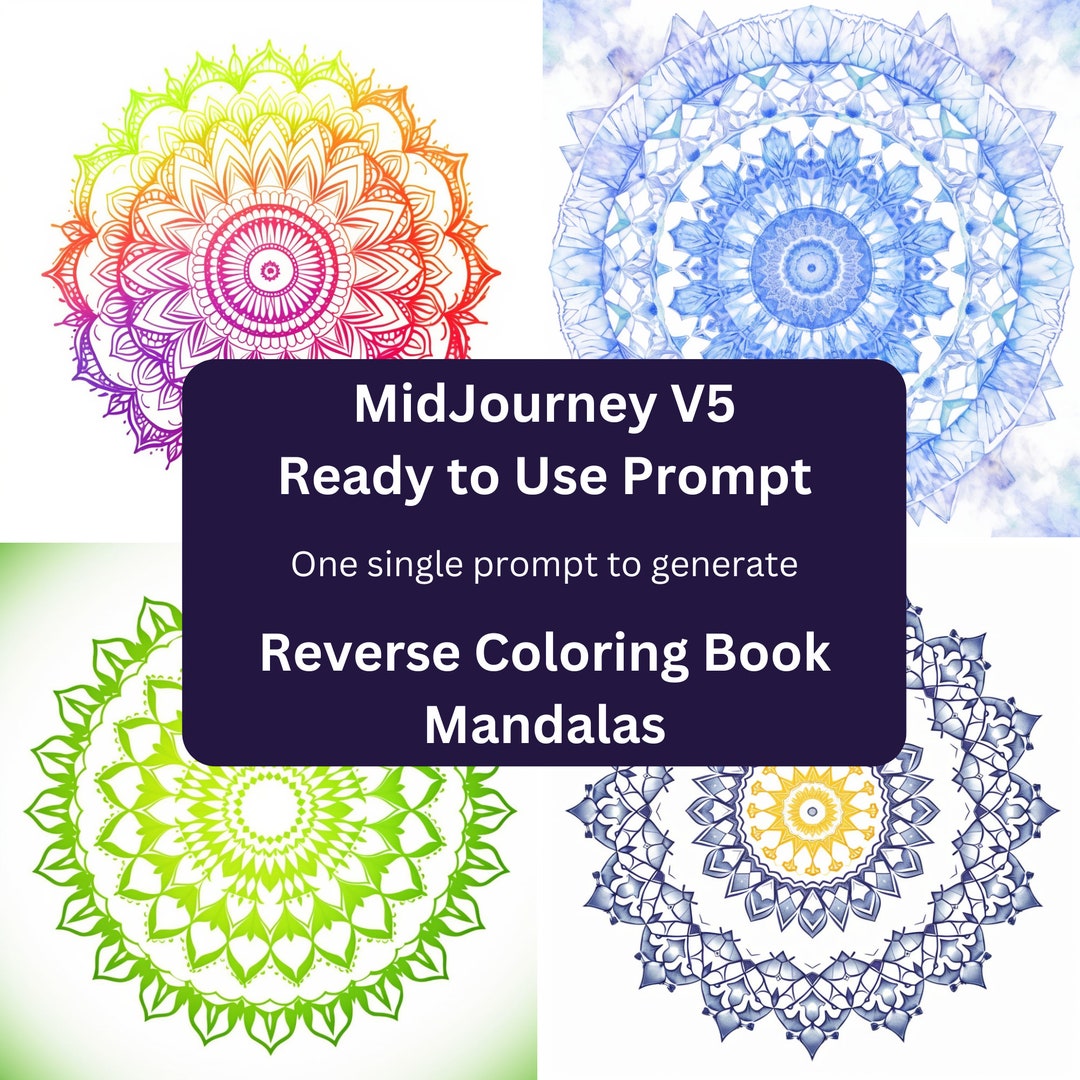 Ready to Use Midjourney Prompt V5 Reverse Coloring Book Etsy