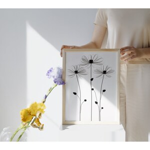 Minimalist Flower Line Art, Wall Art Decor, Set of 3 Prints, Printable ...