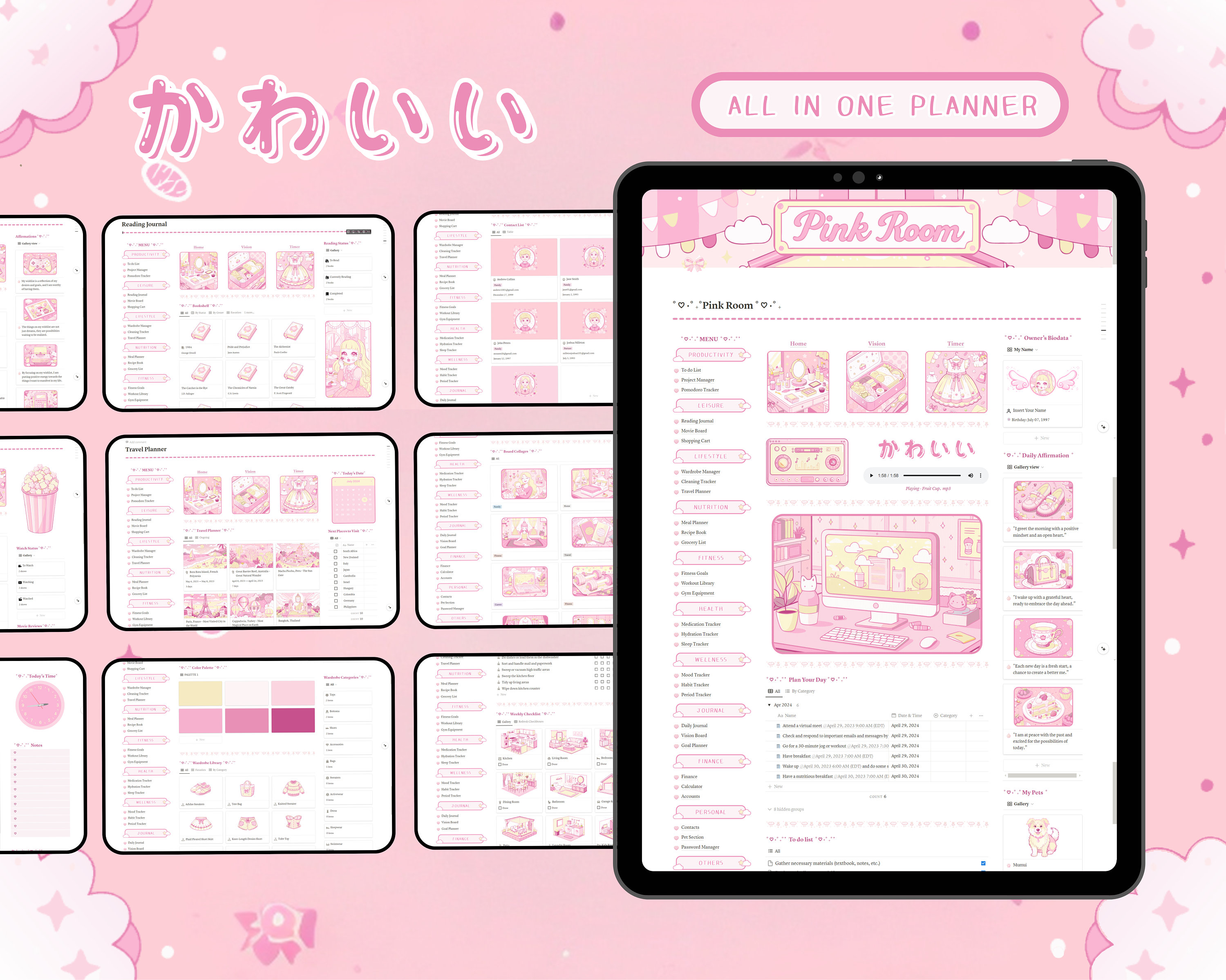 2025 PINK NOTION PLANNER, Aesthetic Cute Notion Template - Etsy
