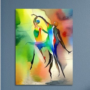 Figurative Dance Painting: Colorful Abstract Art, Modern Home Decor