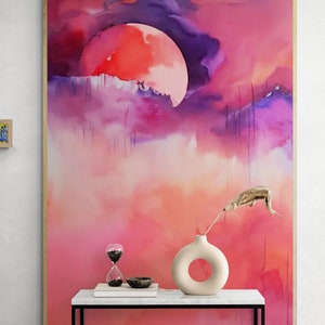 RED MOON | Abstract Painting | Rich Expression Colors |  Acrylic  Poster Painting | Home Decor Art | Large Abstract  Wall Art