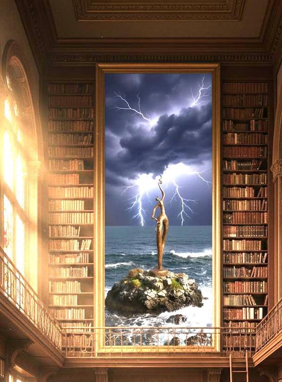 An abstract, elongated female figure that seems to reach toward the heavens.