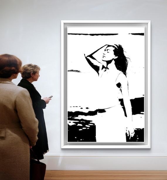 Minimalist Black and White Portrait Art Print - Modern Figurative Wall Art CANVAS