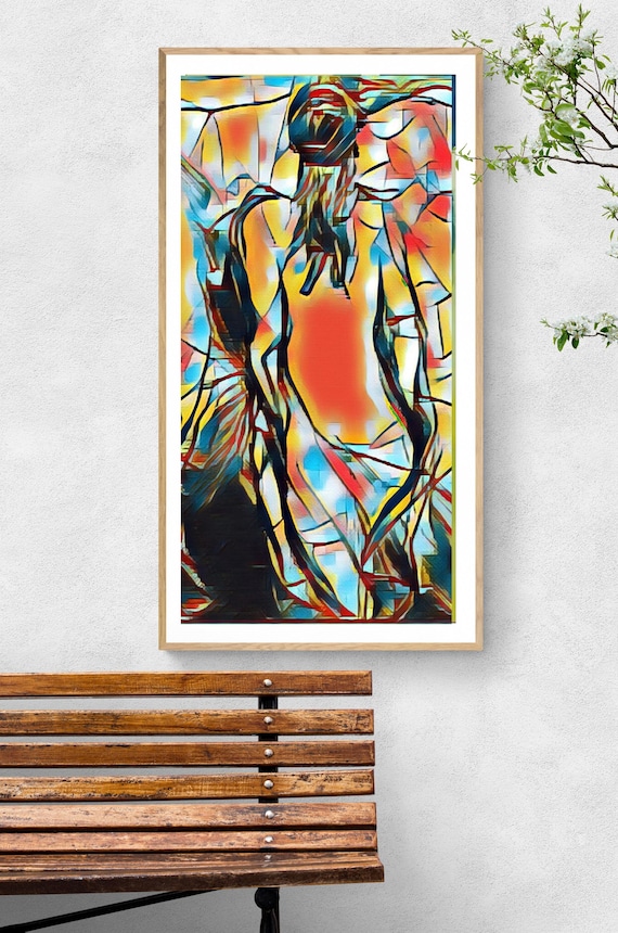 Red Abstract Woman art Canvas Print Colorful Figurative Wall Art