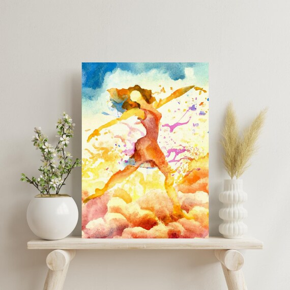 Dancing  on colorful clouds Canvas Print  Modern Figurative Painting  wall art