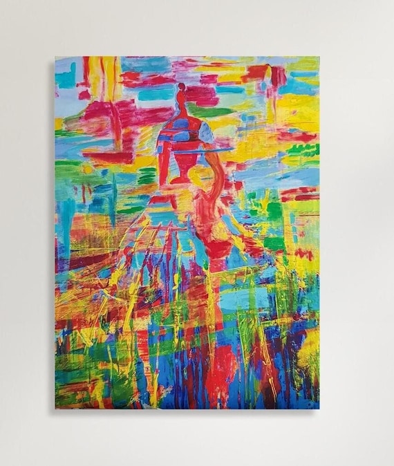 Colorful Broken Woman wall art Painting Original Handmade Acrylic Figurative Art