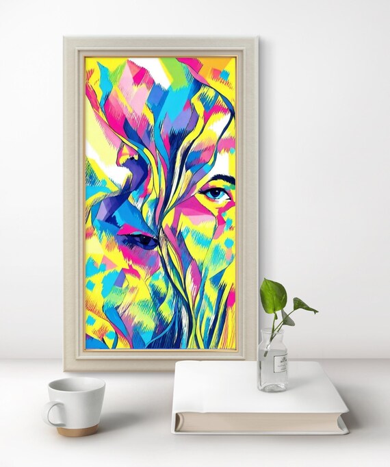 Colorful Floral original Abstract Canvas Print Colorful Vivid Home Art Decor