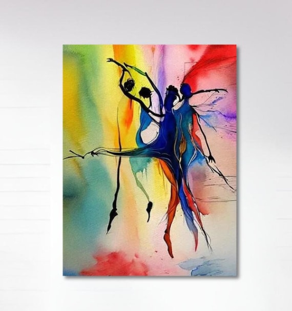 Colorful Abstract group Dance Canvas Modern Figurative Acrylic Painting