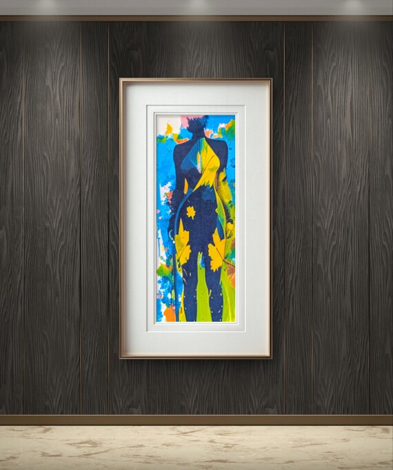 Blooming Figure a  vibrant abstract painting floral-inspired composition  Wall Art silk poster