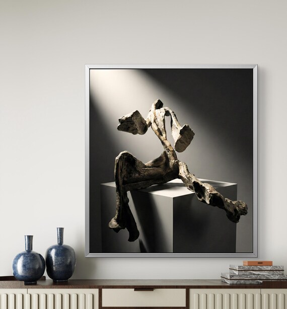 Striking abstract sculpture Potography captures the essence of the human spirit through distorted lines on canvas print