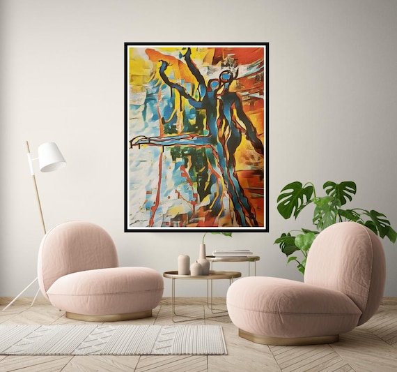 Figurative modern Dance Painting Vibrant Figurative Decor, Large Canvas Art ,
