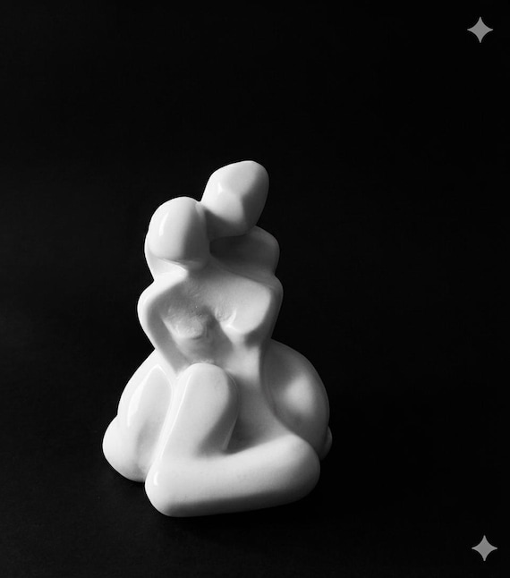 Minimalist Love Sculpture Photography Print, Modern White Poster,