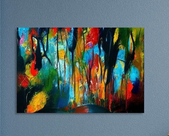 Green Vibrant Abstract Painting Modern Acrylic Canvas Wall Art