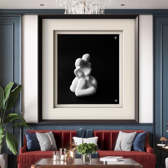 3D Minimalist Love Sculpture Photography Print, Modern White WALL ART,