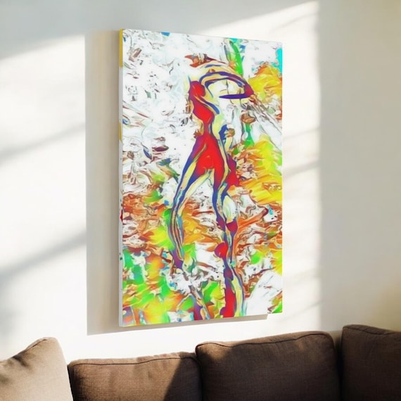 Woman in Red Abstract wall Art Print Contemporary Home Decor