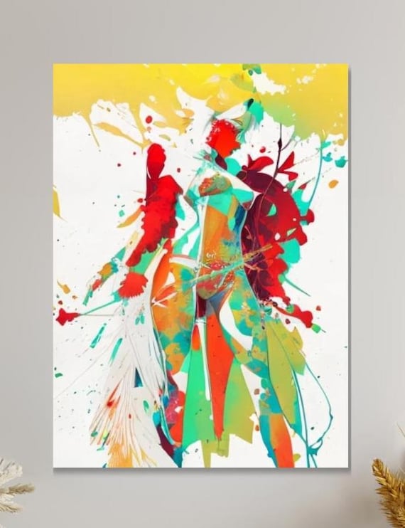 Abstract Woman Figure Art Print Red Contemporary Home Decor