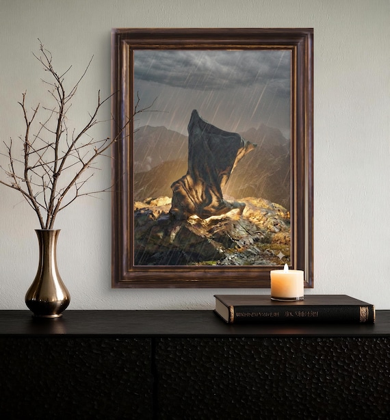 Striking fine art print features an original bronze sculpture, hand-crafted by the artist