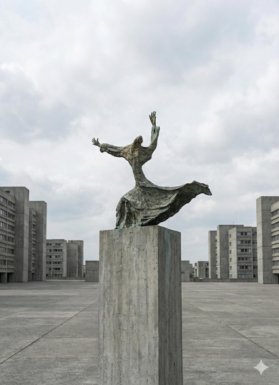 Abstract Bronze Sculpture Modern Industrial Art "The Silent Shout"  poster