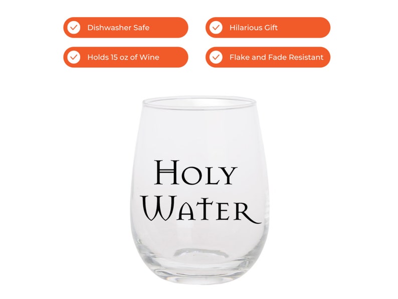 Holy Water Wine Glass Funny Religious Gift Stemless Wine Etsy
