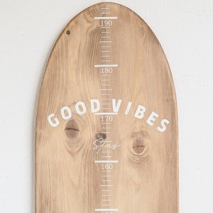 Houten groeimeter, decoratieve surfplank good vibes hoogteliniaal, babymaat voor kinderkamer, surf eerste verjaardagscadeau,