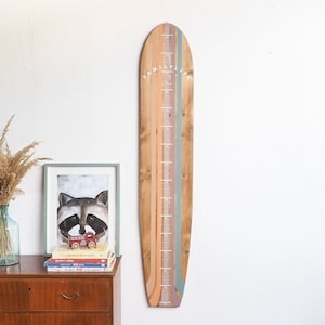 Handmade Surfboard Wooden Growth Chart: Family Life Height Ruler