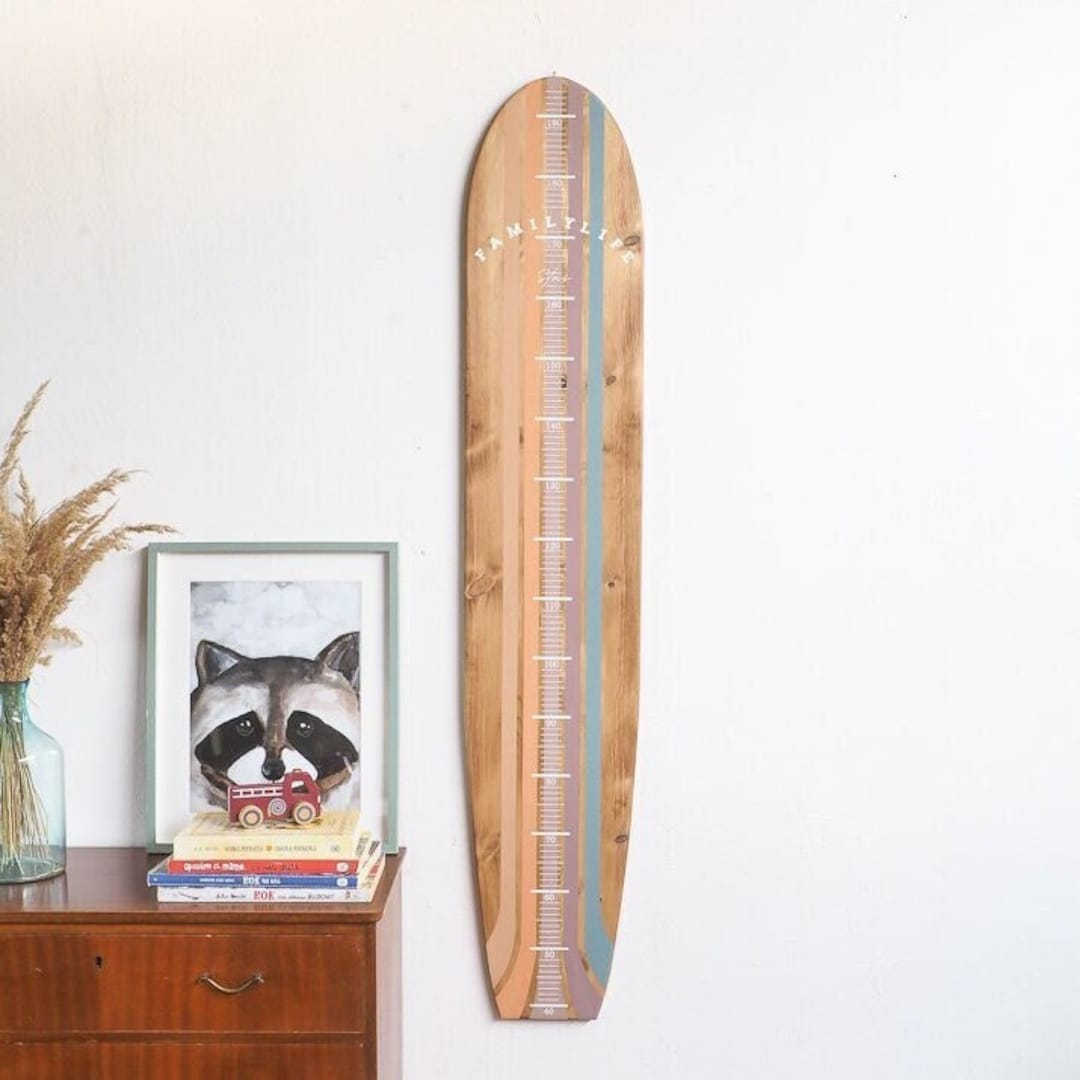 Surf Boared Ruler Handmade Surfboard Wooden Growth Chart: Family Life Height Ruler - Etsy