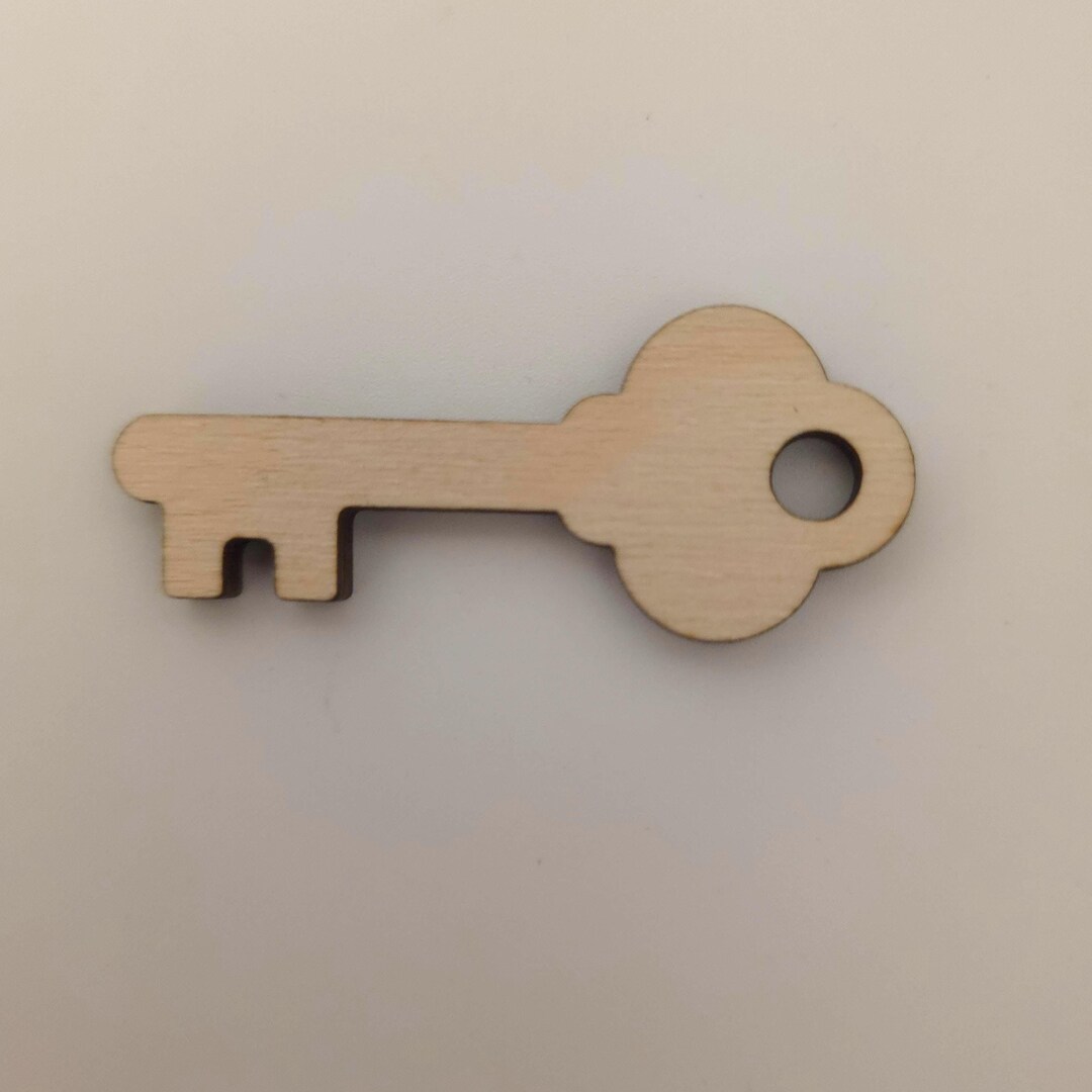 Key Shape Wood Craft Cutout, Craft Supply, Unfinished Wood Blank, Laser ...