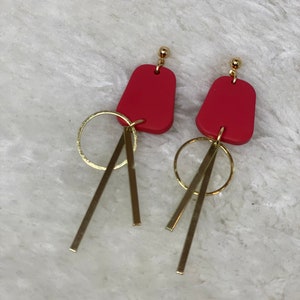 Red Gold Stylish Elegant Classy Soft Drop Earrings for parties