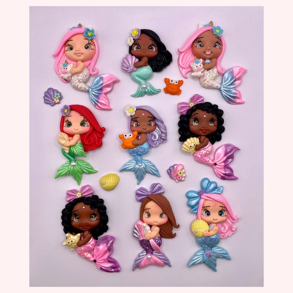 Clays for bows - Mermaid clay doll, Clay doll, bow center, clays for Crafts  - Handmade Doll Clay - Bow Doll