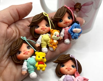 Clay doll  for bows - Miss Margot Pooh friends  - Clay doll, bow center, clays for Crafts  - Handmade Doll Clay - Bow Doll
