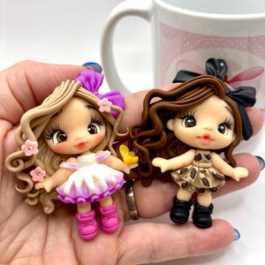 Beautiful Collection Clay Doll – Handmade Bow Center, DIY Craft Charm, Polymer Clay Miniature, Party Favor, Cute Doll for Bows & Decorations