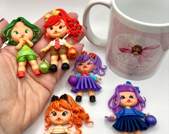Inside Out Clay Doll – Character, Handmade Bow Center, DIY Craft Charm, Polymer Clay Miniature, Party Favor, Cute Doll Hair Bows & Crafts