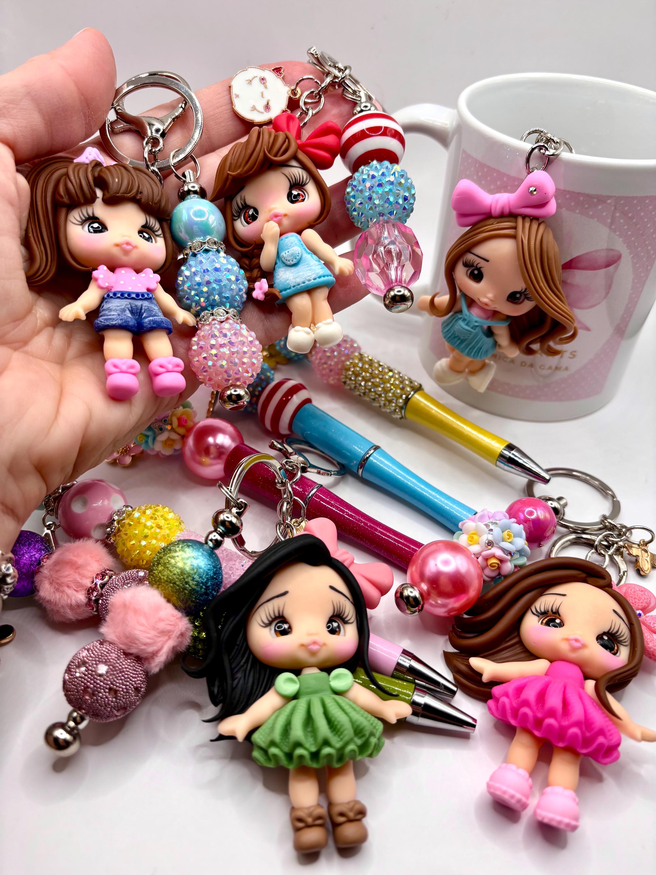 Miss Margot Clay Doll Keychain and Pen Combo 2 Handmade Polymer Clay ...