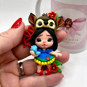Princess Collection Clay Doll – Handmade Bow Center, DIY Craft Charm, Polymer Clay Miniature, Party Favor, Cute Doll for Bows & Decorations