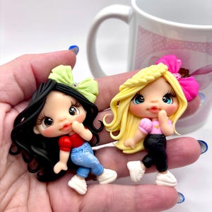 Beautiful Collection Clay Doll – Handmade Bow Center, DIY Craft Charm, Polymer Clay Miniature, Party Favor, Cute Doll for Bows & Decorations