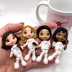 Chef Clay Dolls – Handmade Bow Center, DIY Craft Embellishment, Polymer Clay Charm, Doll for Hair Accessories & Gifts