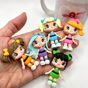 Friends Clay Dolls – Handmade Bow Center, DIY Craft Embellishment, Polymer Clay Charm, Doll for Hair Accessories & Gifts