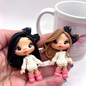 Beautiful Collection Clay Doll – Handmade Bow Center, DIY Craft Charm, Polymer Clay Miniature, Party Favor, Cute Doll for Bows & Decorations
