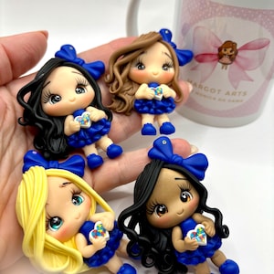 Autism symbol Clay Dolls – Handmade Bow Center, DIY Craft Embellishment, Polymer Clay Charm, Doll for Hair Accessories & Gifts