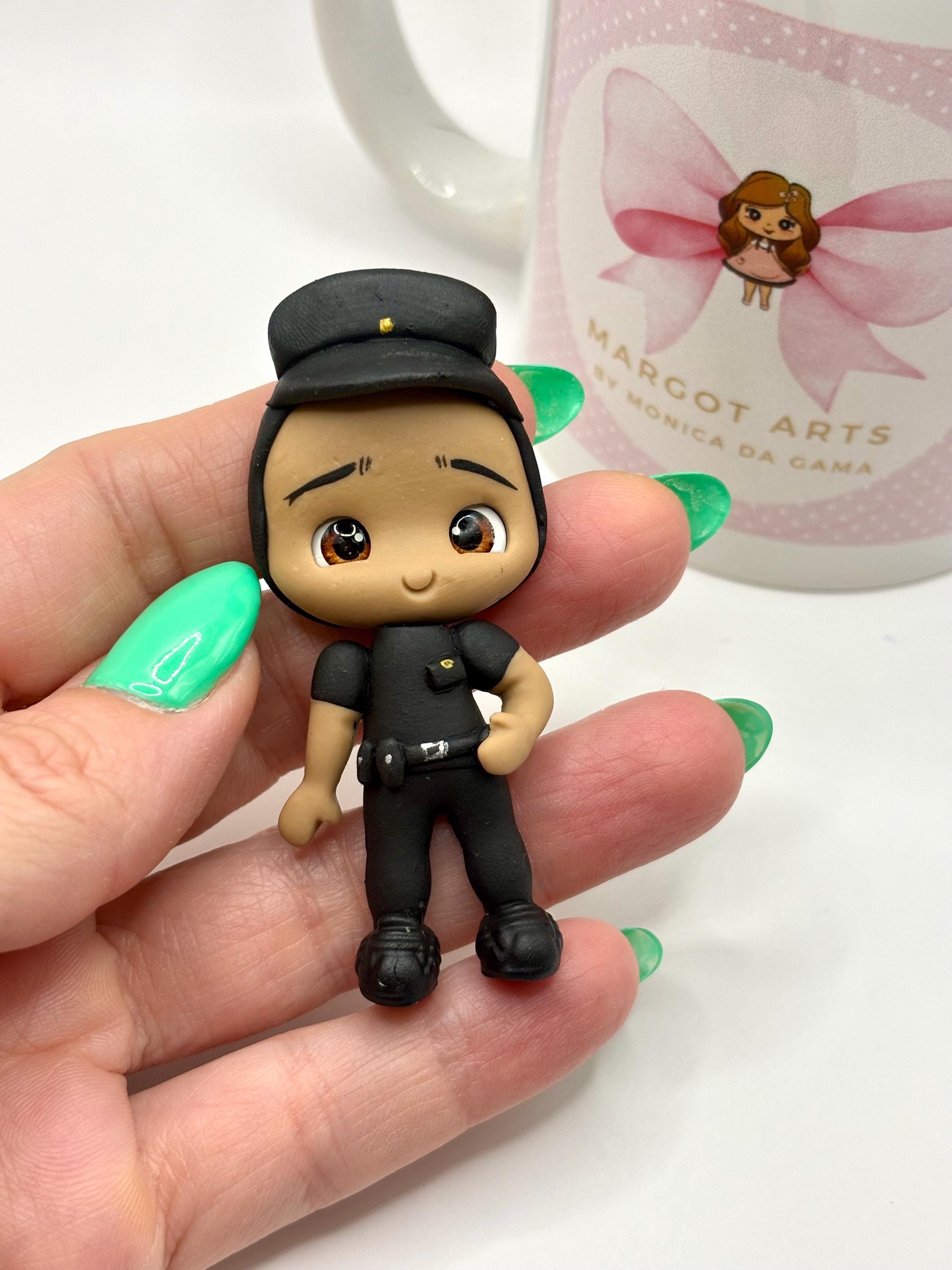 Clay doll  for bows - Mr Police - Clay doll, bow center, clays for Crafts  - Handmade Doll Clay - Bow Doll