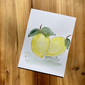 handmade watercolor cards with lemons