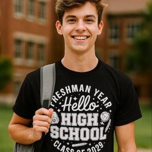 Class of 2029 Freshman T-Shirt: Hello High School Tee
