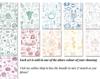 Grey - 11 Kitchen and Food Themed Flyleaves for Recipe Books, PDF, A4, Binder Insert