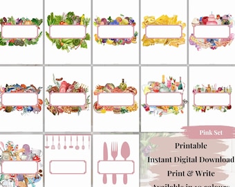 Pink - 13 EDITABLE Recipe Dividers PDF, A4, Clean, Sheet, Binder Insert