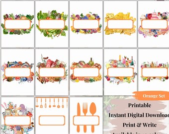 Orange - 13 EDITABLE Recipe Dividers PDF, A4, Clean, Sheet, Binder Insert