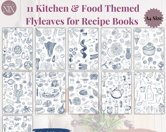 Dark Blue Kitchen Recipe Book Flyleaves - A4 Binder Inserts (PDF)